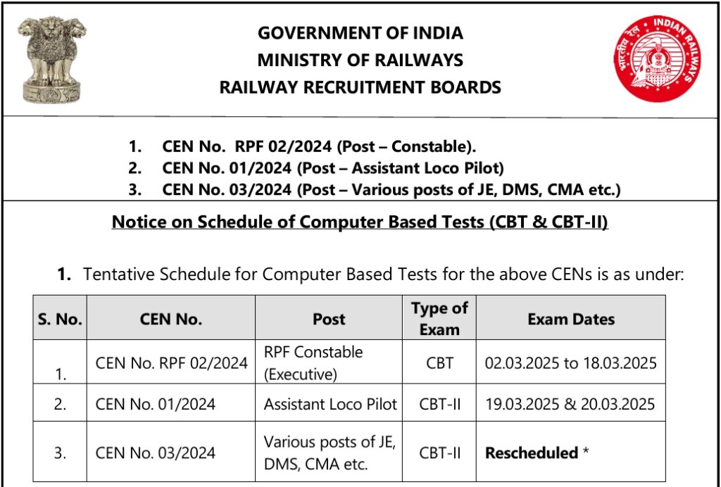 RRB JE CBT-2 Exam Date